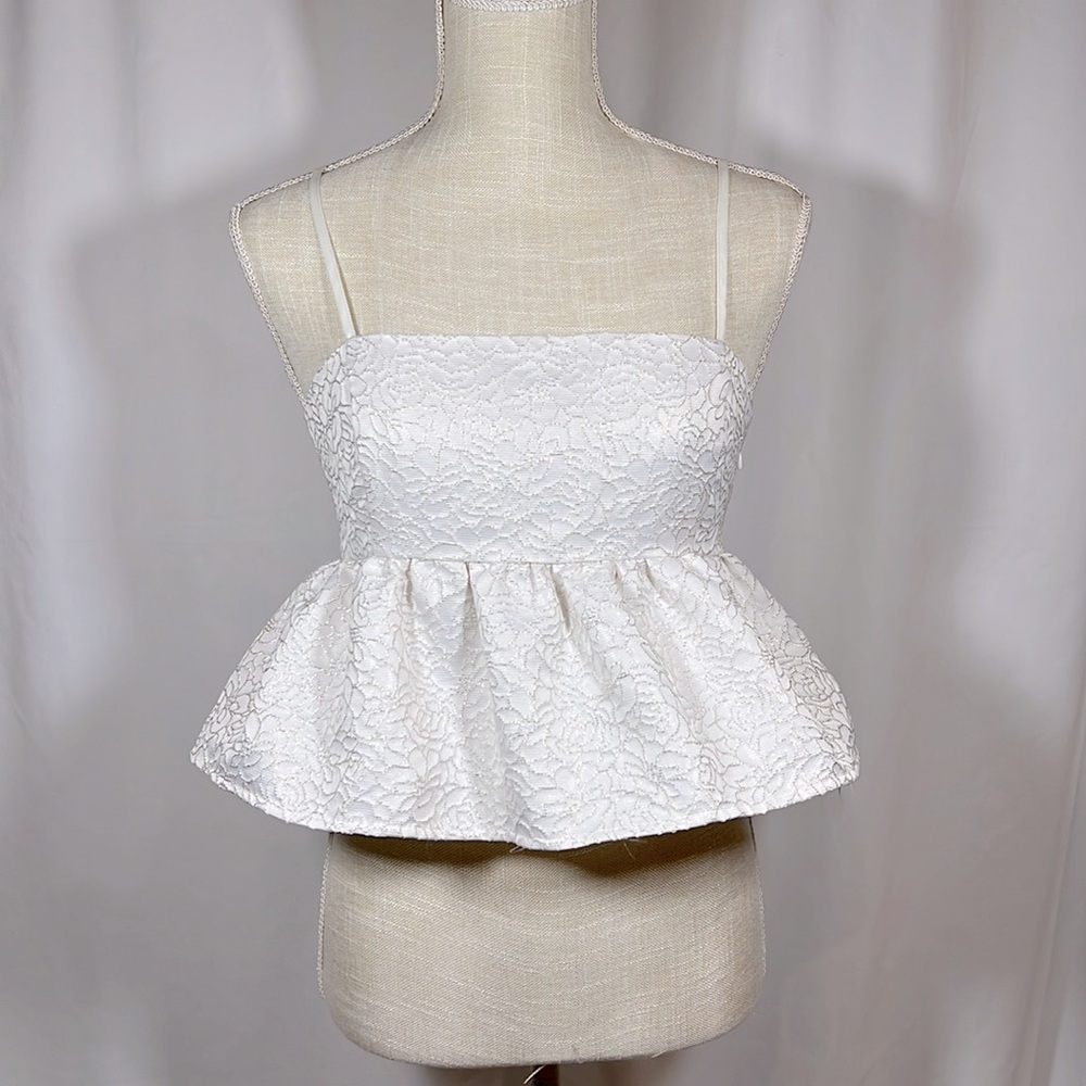 Forever 21 Women’s Cream/gold Lace Design Tank Top Size S